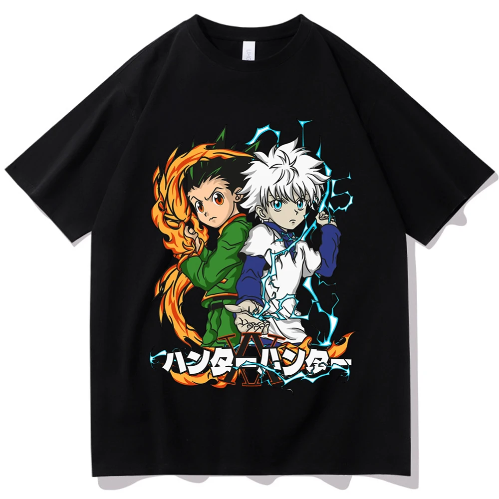 2023 Hunter X Hunter Gon аниме риза Killua аниме риза подарък за приятел Унисекс O-образно деколте ризи с къс ръкав Изображение 1
