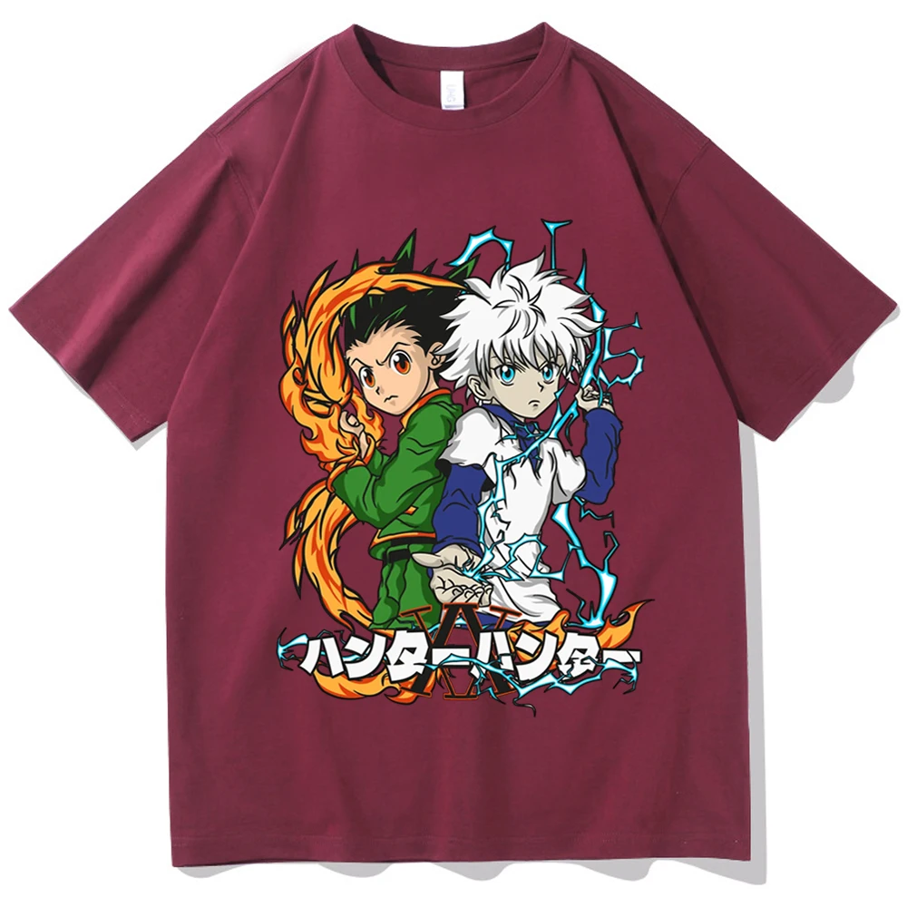 2023 Hunter X Hunter Gon аниме риза Killua аниме риза подарък за приятел Унисекс O-образно деколте ризи с къс ръкав Изображение 4