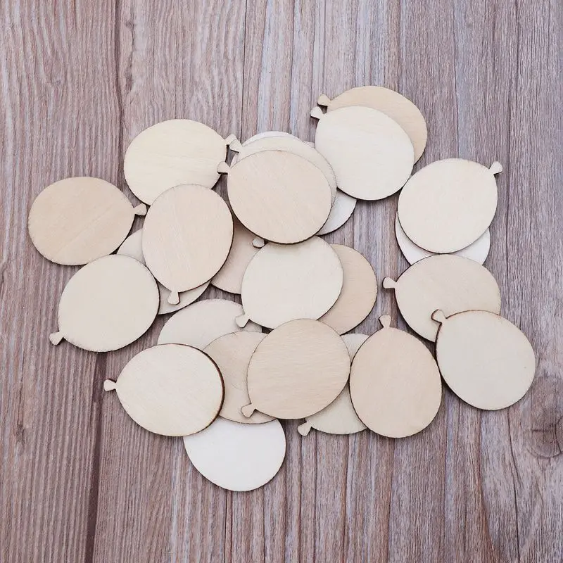25 парчета балон форма естествени резени за творчески дървени орнаменти висящи G5AB Изображение 1
