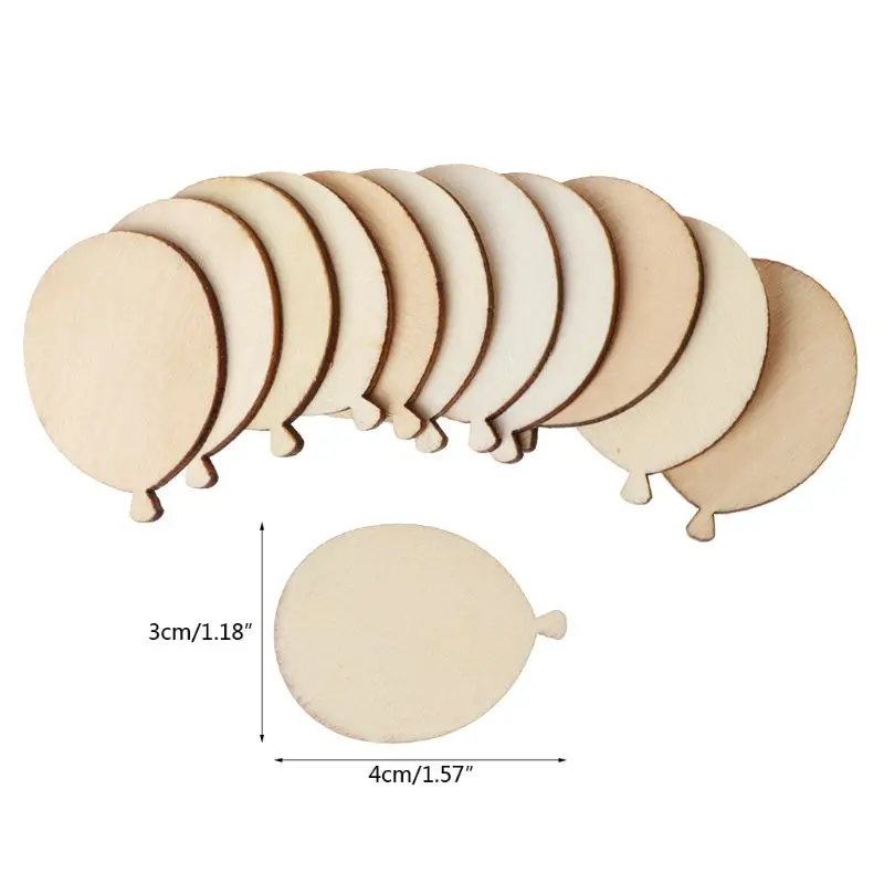 25 парчета балон форма естествени резени за творчески дървени орнаменти висящи G5AB Изображение 4