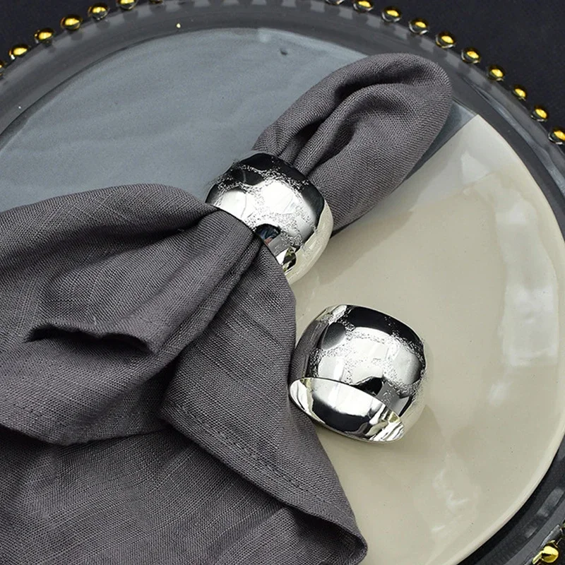6Pcs кръгла салфетка пръстени метал проста салфетка кърпа Serviette ключалката притежателя Коледа дома парти ресторант сватба маса украсяват Изображение 3