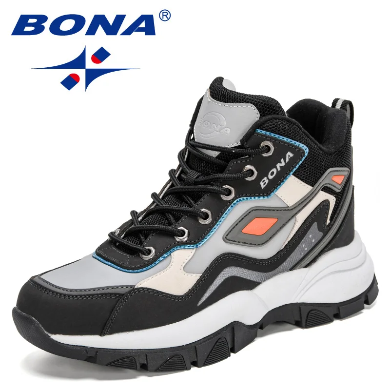 BONA 2023 Нова класика стил мъже туристически обувки действие кожа мъже атлетични обувки дантела нагоре открит мъже джогинг маратонки Изображение 0