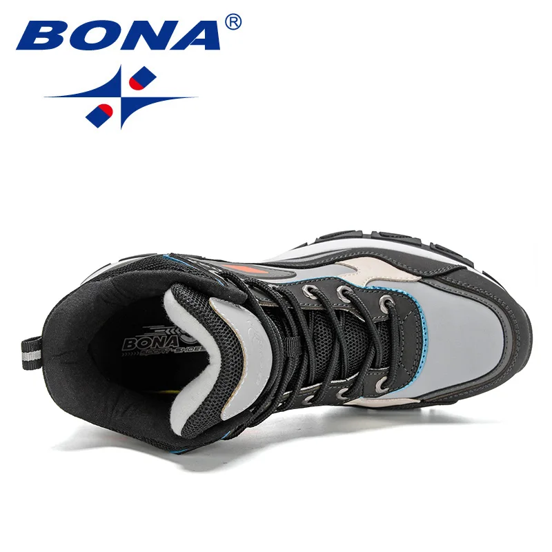 BONA 2023 Нова класика стил мъже туристически обувки действие кожа мъже атлетични обувки дантела нагоре открит мъже джогинг маратонки Изображение 4