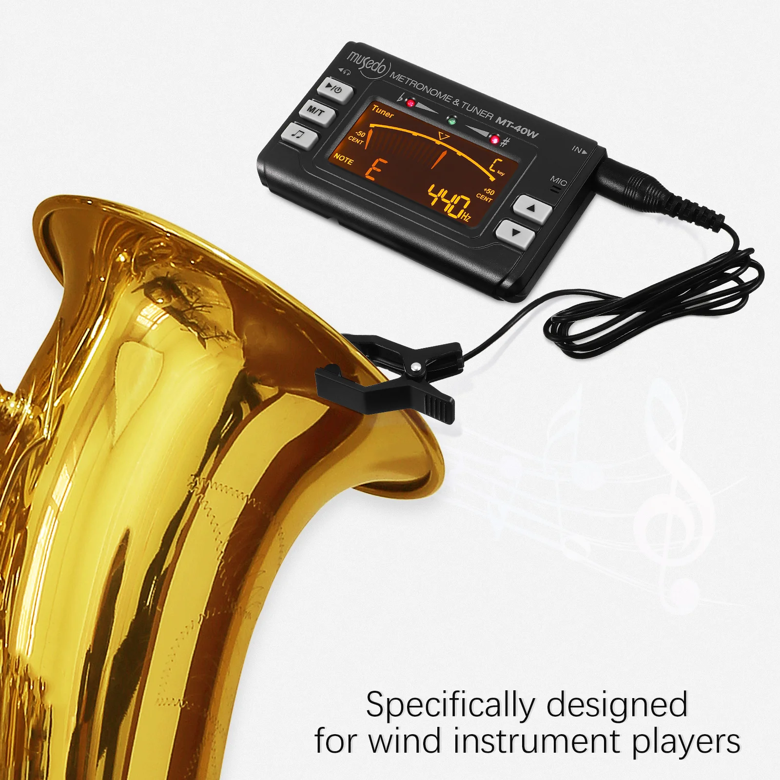 Metronome Tuner 3 In Digital Wind Instruments Tuner Alto Saxophone Flute Clarinet Trumpet Tuba Clip Pickup Изображение 5
