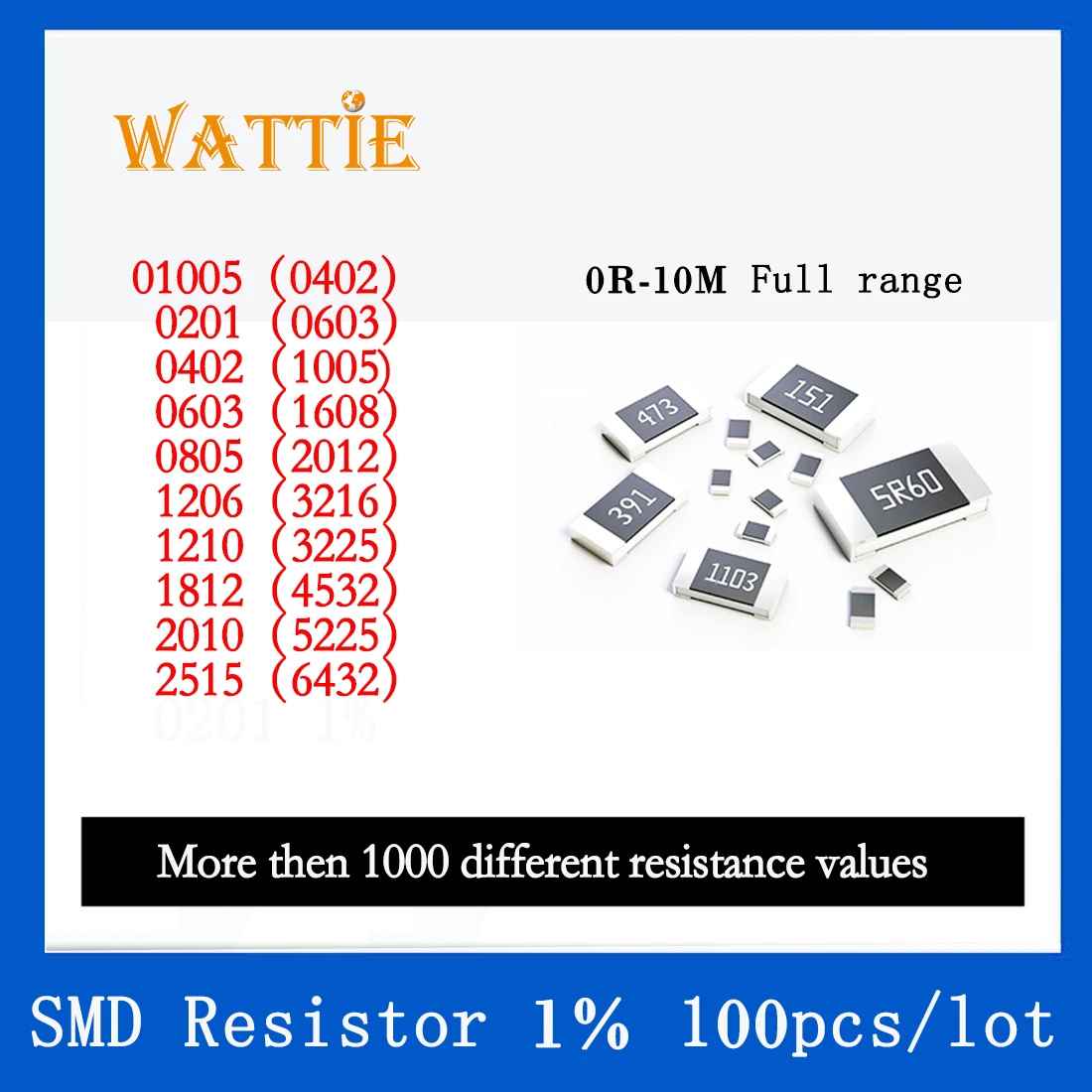 SMD резистор 0603 1% 619R 620R 634R 649R 665R 680R 681R 698R 715R 100PCS / партида чип резистори 1 / 10W 1.6mm * 0.8mm Изображение 2