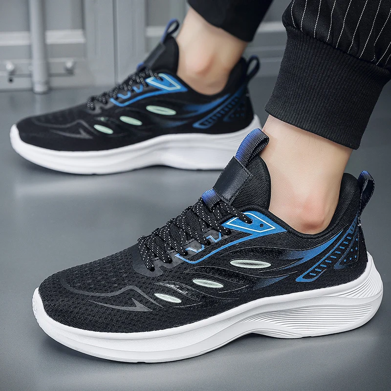 Над размер 39-50 мъже небесно синьо обувки за бягане удобни фитнес обучение маратонки младежки път бегач безплатни обувки за бягане Изображение 5