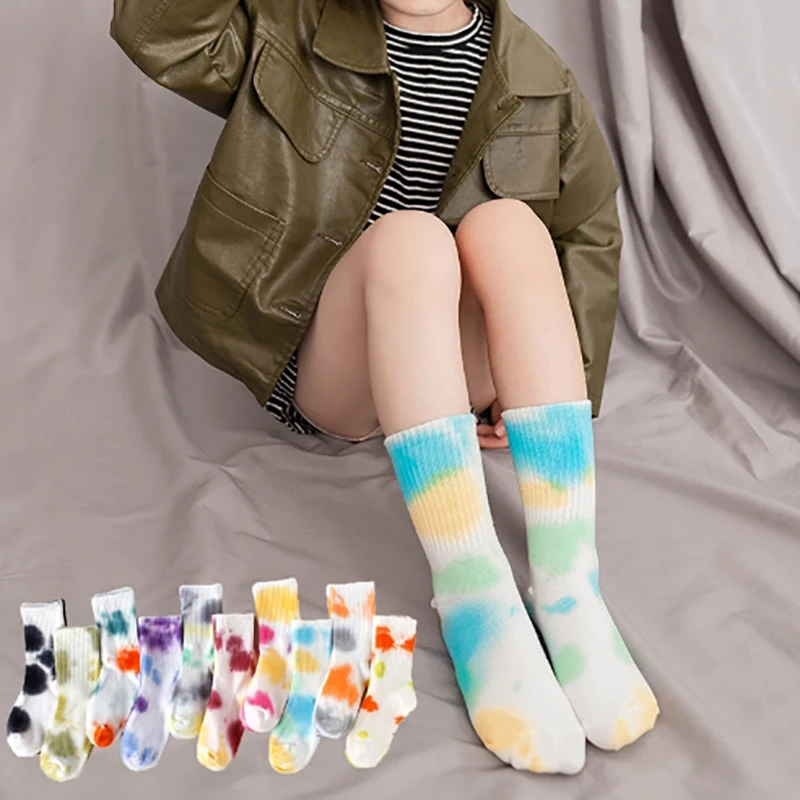 Нов висококачествен печат и боядисване йога теле чорапи памук нехлъзгане контраст цвят стил етаж чорапи 1 чифт Изображение 0