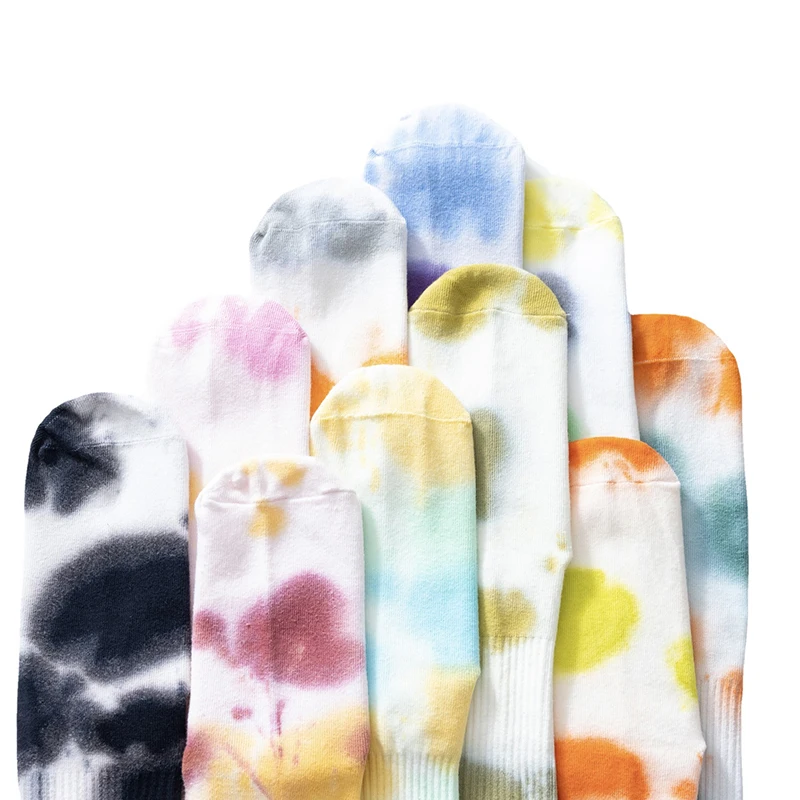 Нов висококачествен печат и боядисване йога теле чорапи памук нехлъзгане контраст цвят стил етаж чорапи 1 чифт Изображение 5