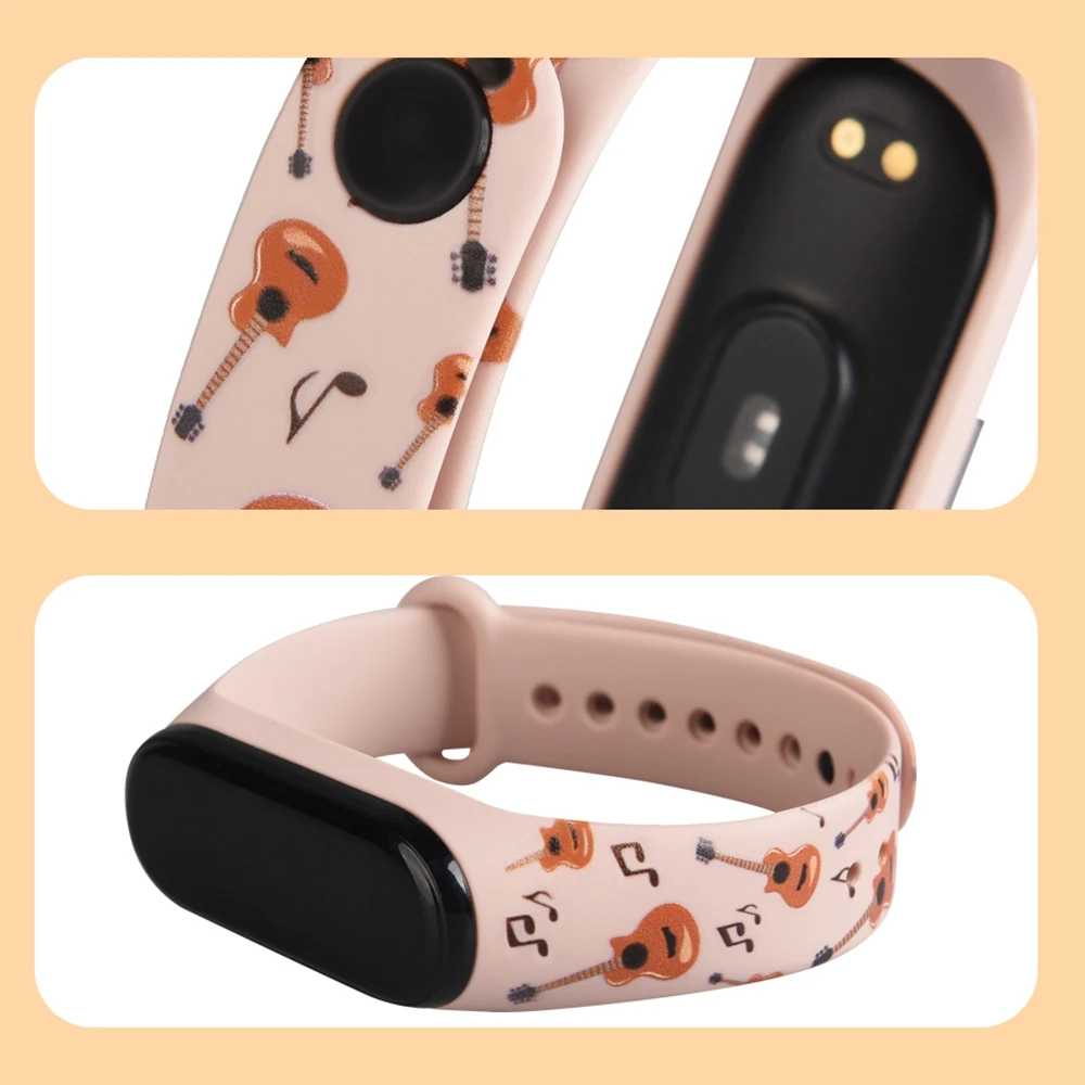 Силиконова каишка за китара за Xiaomi Band 7 6 5 4 3 Резервна лента за часовници Soft TPU маншет Staps Изображение 2