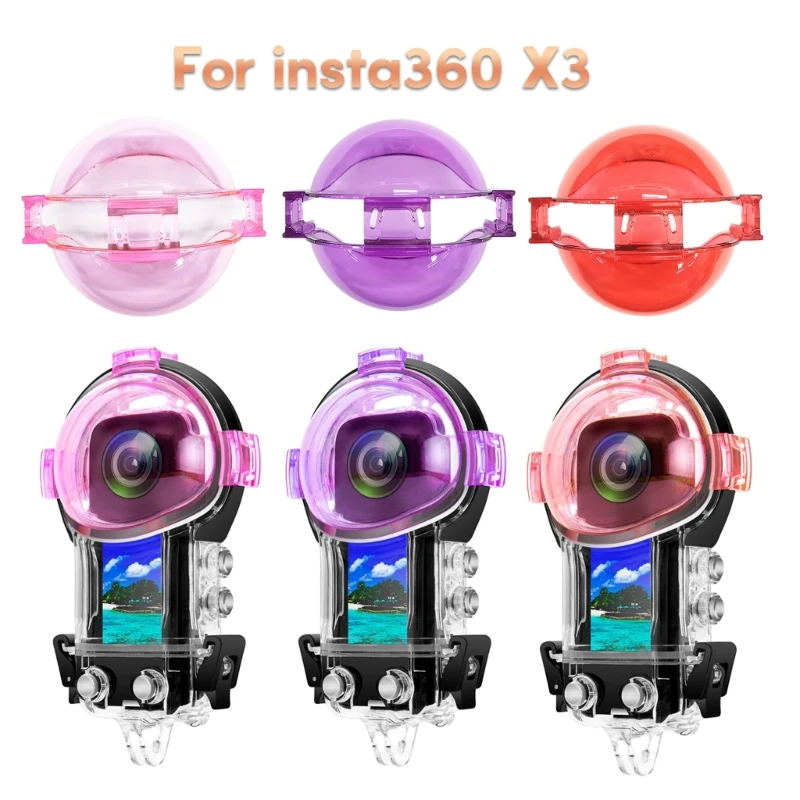 червен/розов/пурпурен водоустойчив корпус черупки филтър за 360 спортна камера L41E Изображение 1