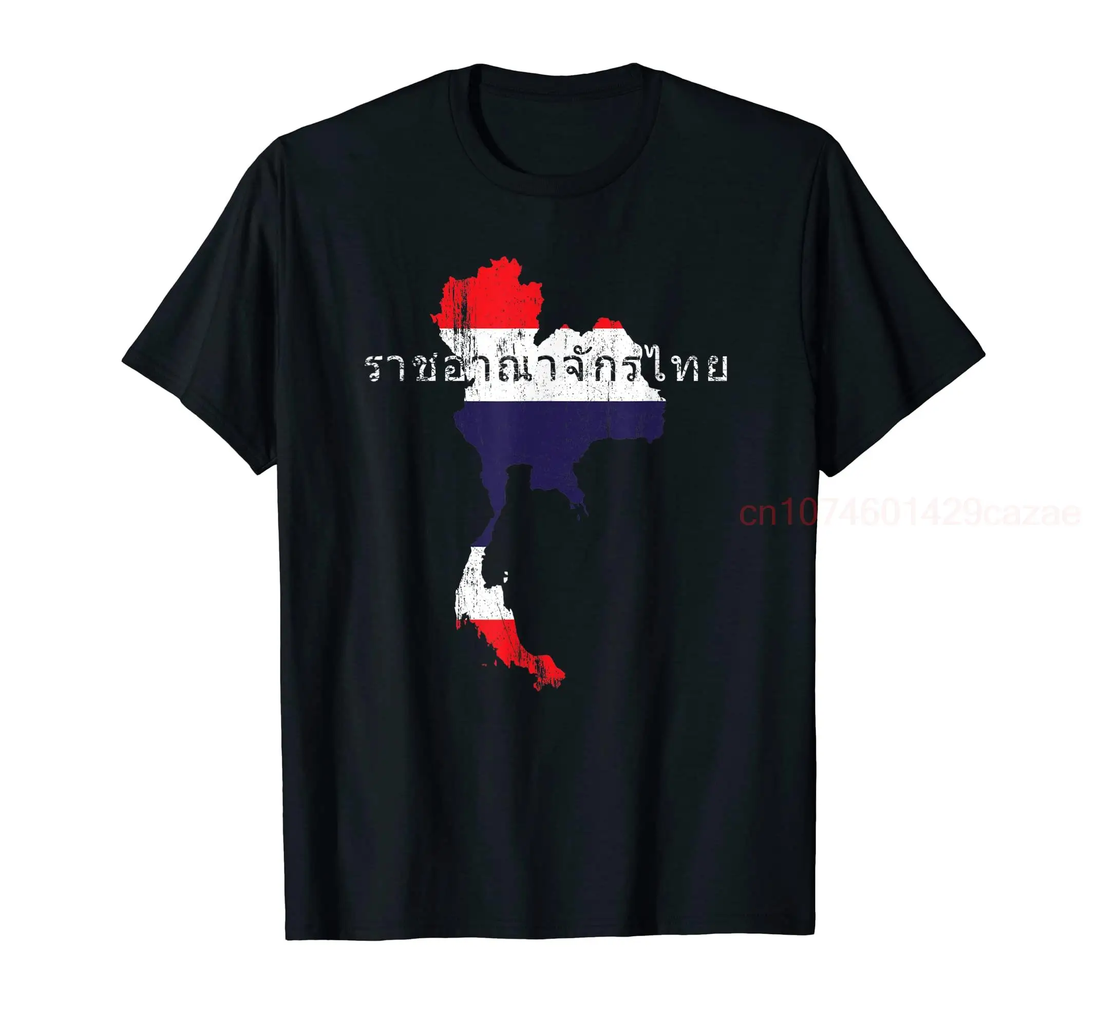 100% памук реколта тайландски карта и флаг сувенир отчаян Тайланд лятна тениска МЪЖЕ ЖЕНИ мода печат тениски за подарък Изображение 0