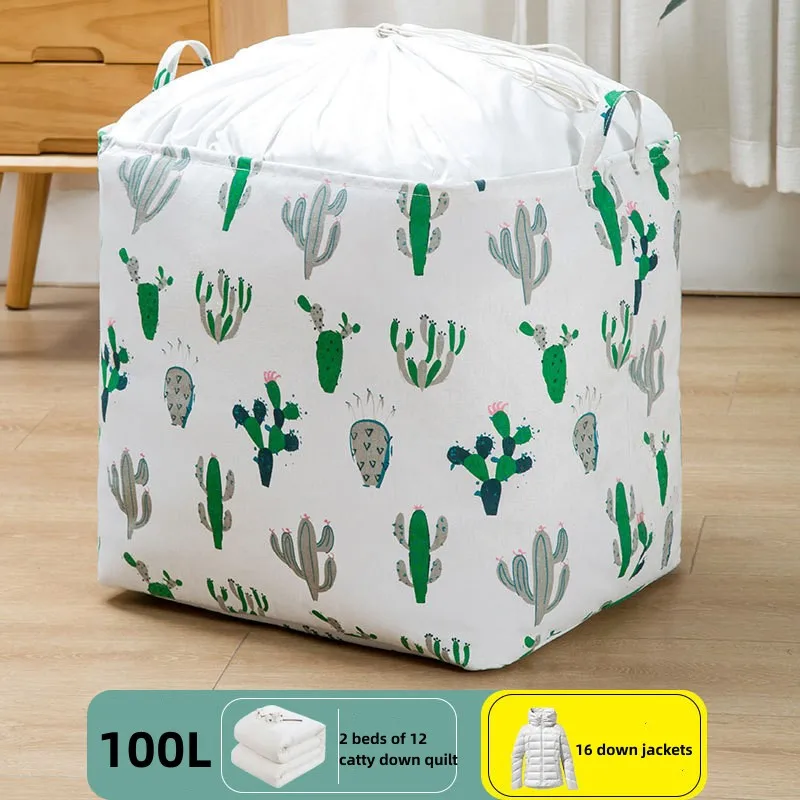 100L сгъваема чанта за съхранение Прозрачен организатор за съхранение Дрехи за пътуване Одеяло за бебешки играчки кошница куфари Юрган чанти големи нови Изображение 0