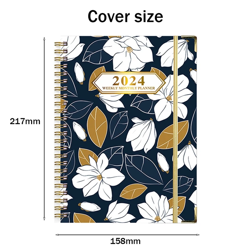 2024 Книга за срещи & Planner 2024 - декември 2024, Daily Hourly Planner 2024, Premium Paper, Flower Pattern Изображение 5