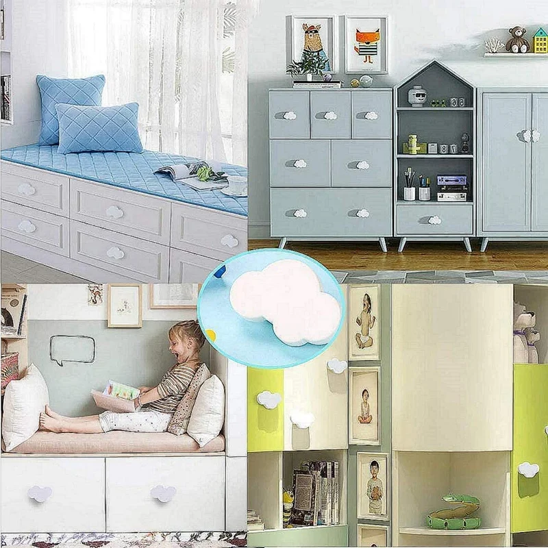 HOT-10Pcs Карикатура облак мебелни дръжки детска стая копчета дръжки чекмедже издърпайте дръжка врата копче за спалня Изображение 4