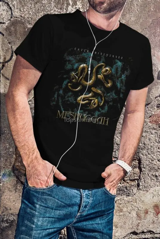 Meshuggah Men Black T-Shirt Rock Band Fan Tee Shirt Heavy Metal Tshirt Изображение 0