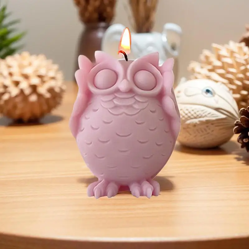 Owl Candle Mold 3D смола силиконова сова сапун мухъл DIY изкуство ръчно изработени ароматизирани леене форми за торта свещ вземане домашна декорация Изображение 1
