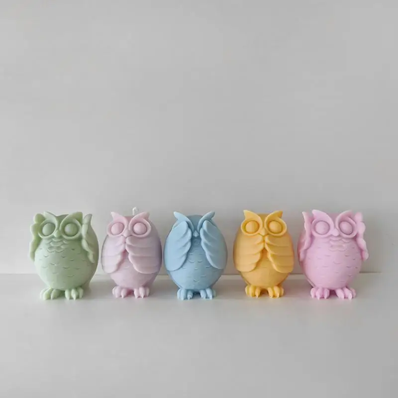 Owl Candle Mold 3D смола силиконова сова сапун мухъл DIY изкуство ръчно изработени ароматизирани леене форми за торта свещ вземане домашна декорация Изображение 4
