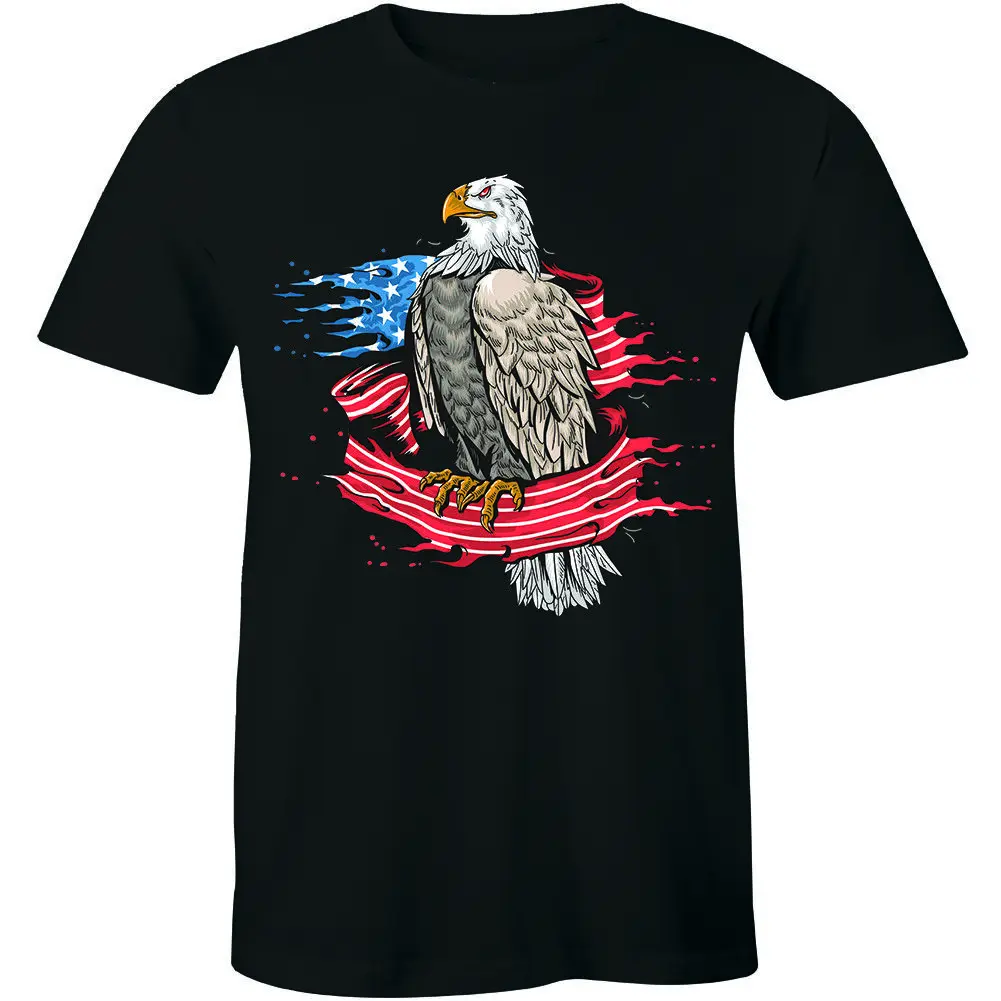 Американски реколта САЩ флаг орел птица на плячка патриотичен тениска мъжки гордост Изображение 0