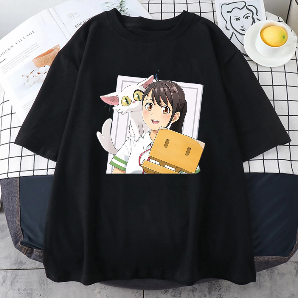 Аниме Suzume не Tojimari T риза котка любовник Daijin мъже/жени Kawaii тениска унисекс реколта печат извънгабаритни върховете памук тениска Изображение 0
