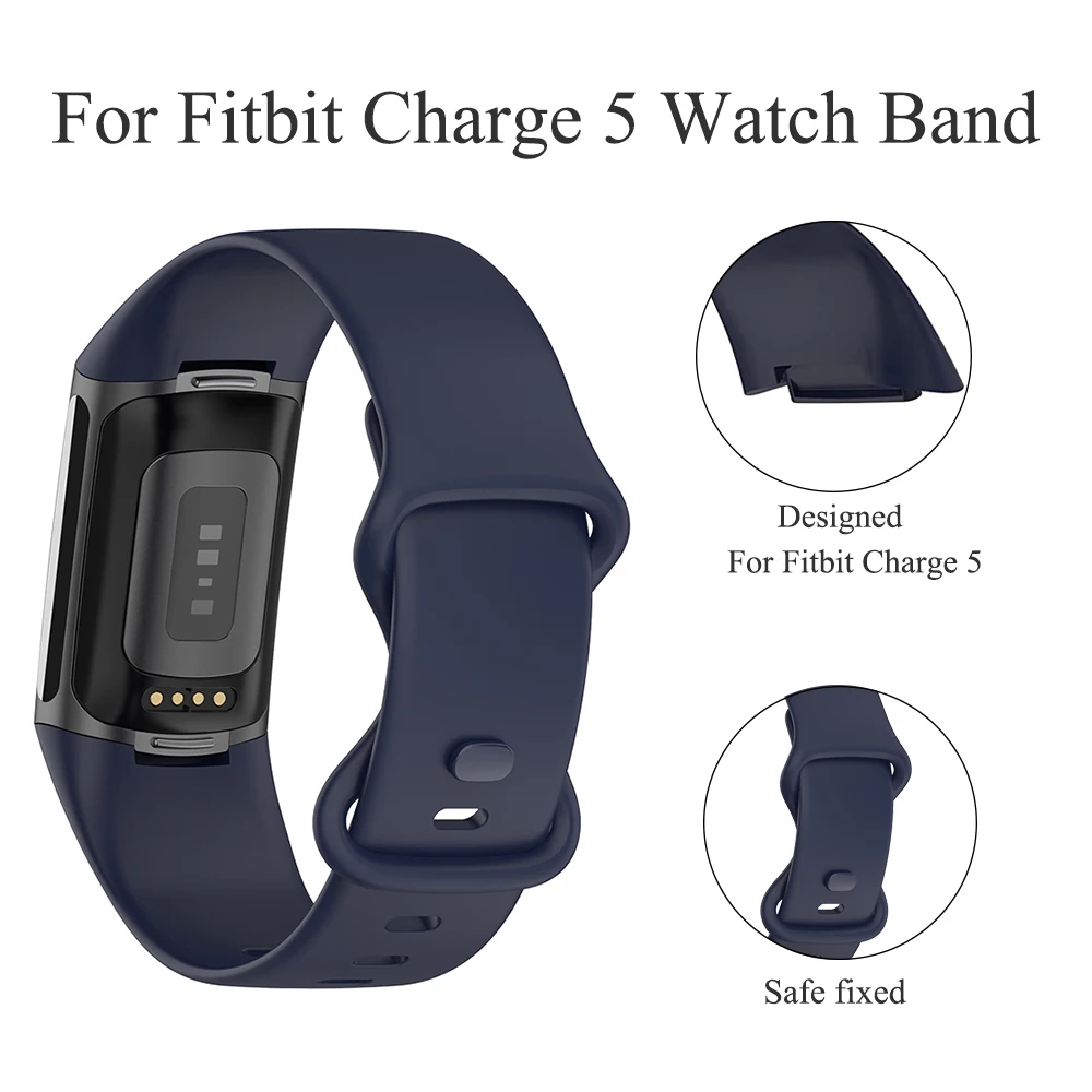 Каишка за Fitbit Charge 5 Силиконова заместваща гривна Fitbit Charge 6 Гледайте Tracker Мъже Жени Маншет Лента за Charge5 Часовник Изображение 2
