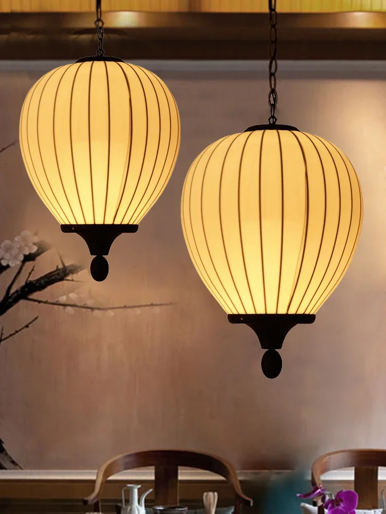 Китайски стил плат полилей ретро творчески ресторант хол персонализирани минималистични спалня декорация висулка лампа Изображение 0