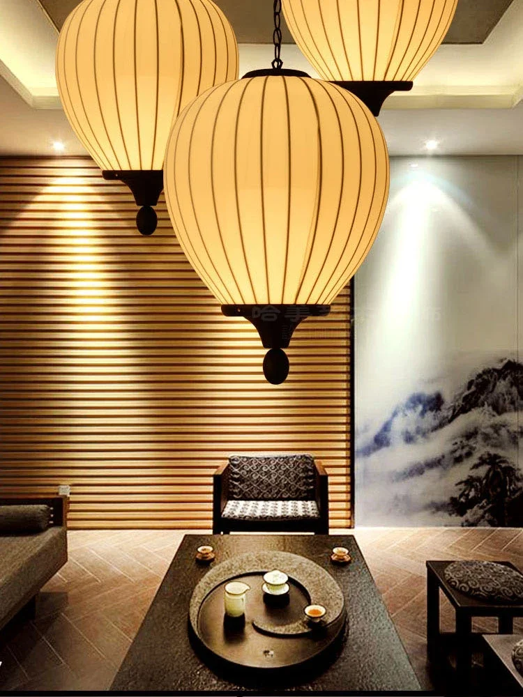 Китайски стил плат полилей ретро творчески ресторант хол персонализирани минималистични спалня декорация висулка лампа Изображение 1