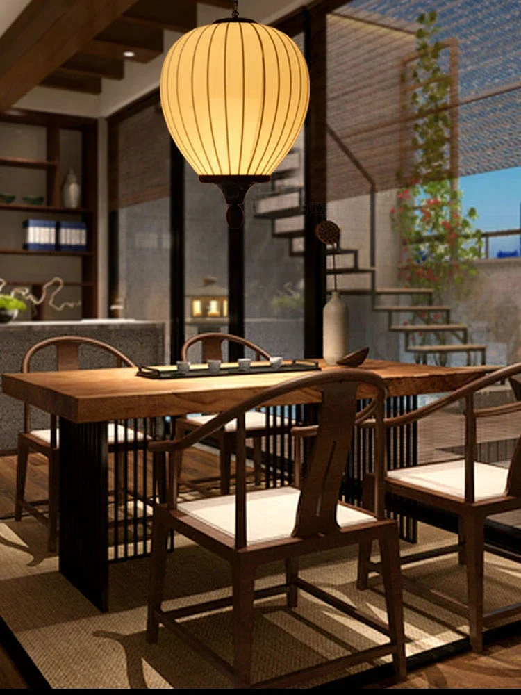 Китайски стил плат полилей ретро творчески ресторант хол персонализирани минималистични спалня декорация висулка лампа Изображение 2