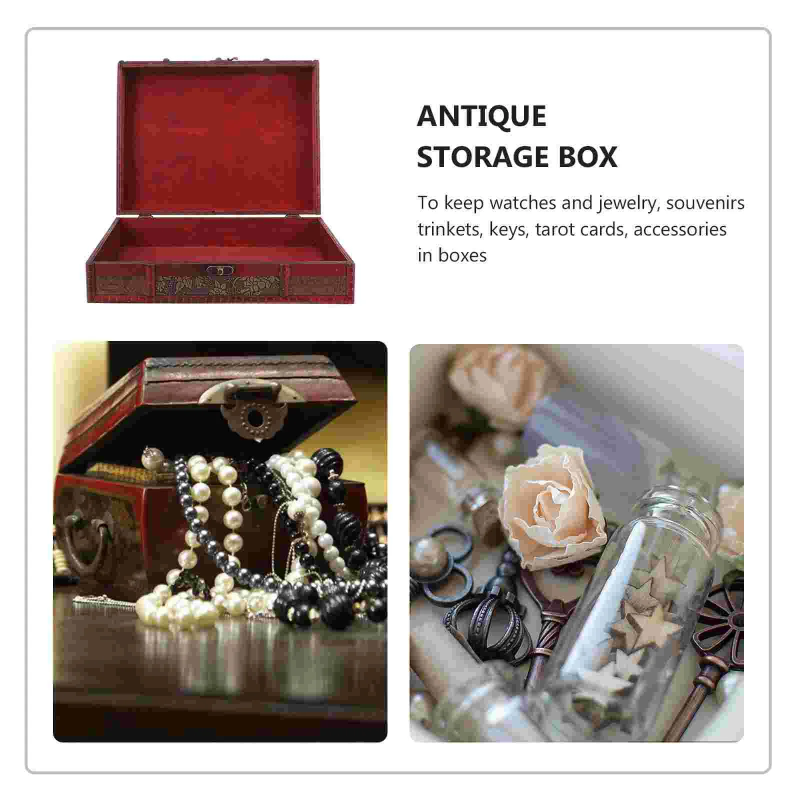 Кутия за съхранение със заключване Заключващ се сандък Багажник Голямо съкровище Дървени заключващи декоративни кутии Изображение 1