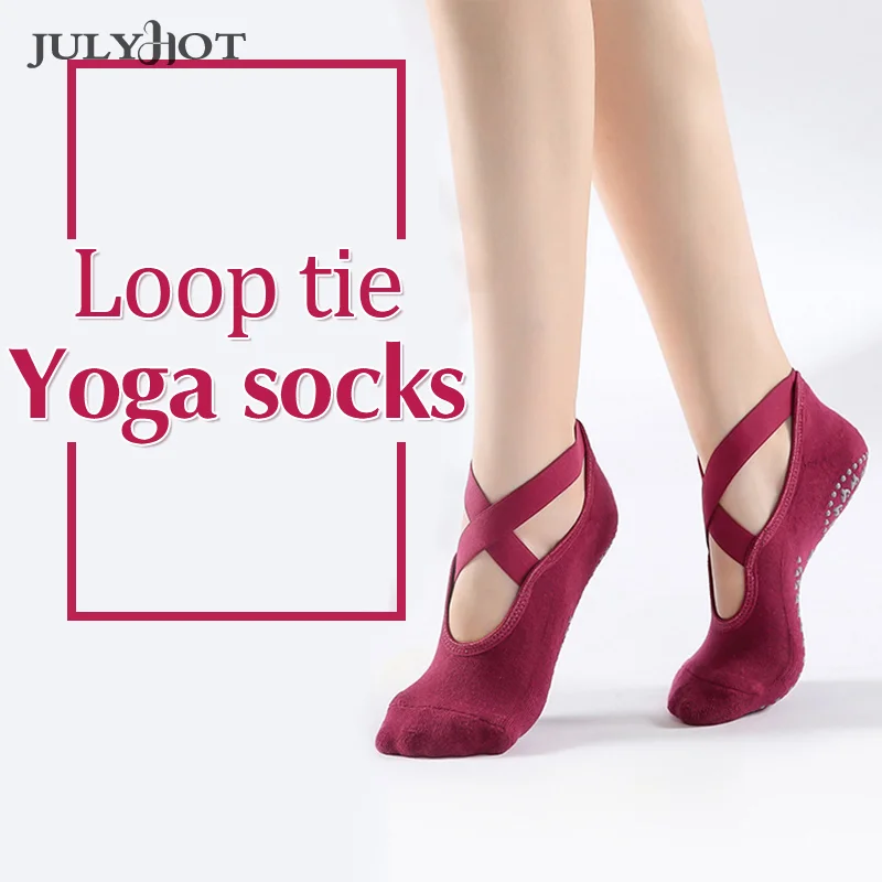 Неплъзгащи се йога чорапи есен и зима удебелен памук Pu Lati изложени на закрито танц фитнес дамски чорапи Изображение 5