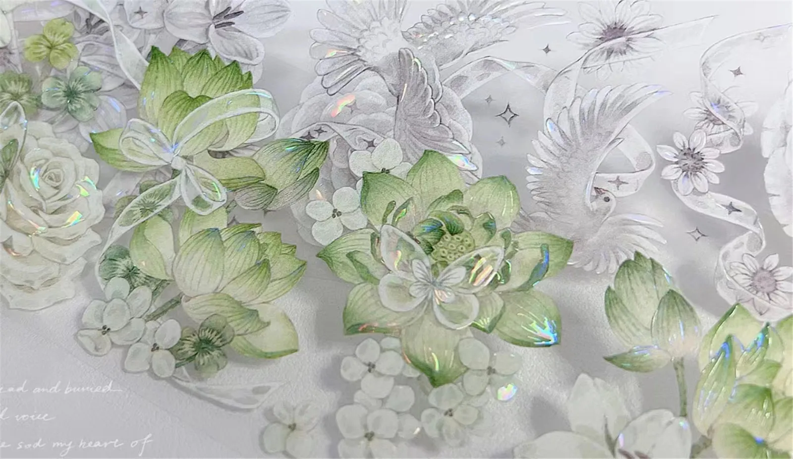 Реколта сутрин мъгла зелена роза пеперуда флорални Washi лента за вземане на карти DIY скрапбукинг план декоративен стикер Изображение 1
